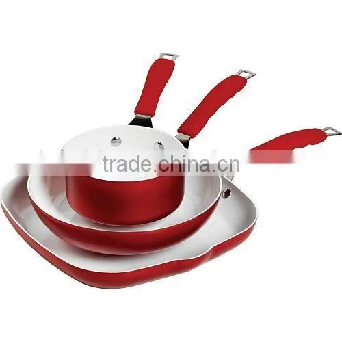 SGS/LFGB/FDA/DGCCRF 3PCS CERAMIC COATING COOKWARE SET