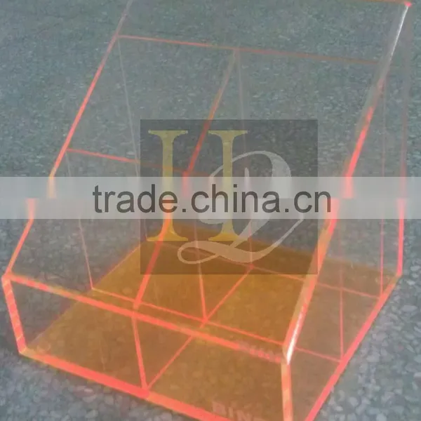 Manufacturer Direct Sale Orange Color Ladder Shaped Acrylic Office Tray With Divider photo-2