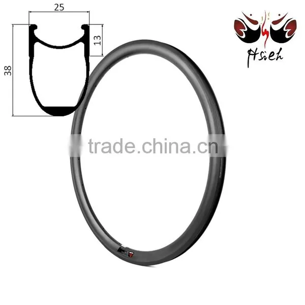 700C 20.5mm / 23mm / 25mm Width Clincher Carbon Rims 38mm Deep, Factory Clincher Carbon Rims Tubeless Compatible photo-3