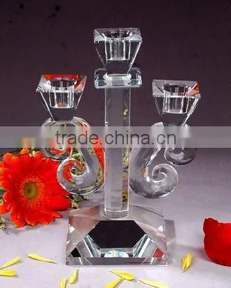 European Style Long-stemmed Crystal Glass Candle Holder photo-2