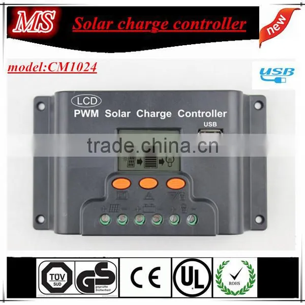 solar panel controller 10A for solar system with LCD screen and 12/24v auto