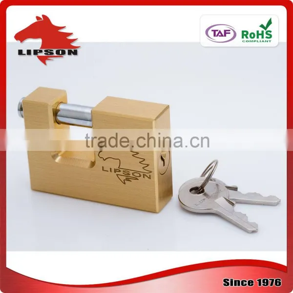 Case Hardened Shackle Resists Sawing and Filing Rectangular Brass Padlock photo-3