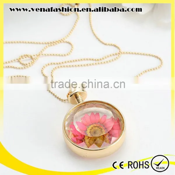 Pink Crystal Handmade Flower Crystal Necklace photo-3