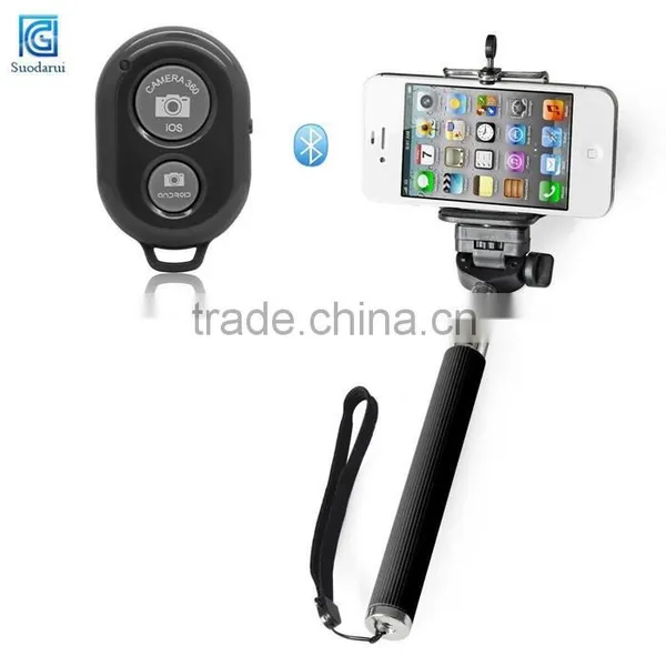 2015 Wireless Monopod Selfie Stick With Bluetooth Remote Shutter for Iphone 6 & 6 Plus