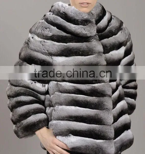 Wholesale Price Chinchilla Rex Rabbit Fur Coat photo-2