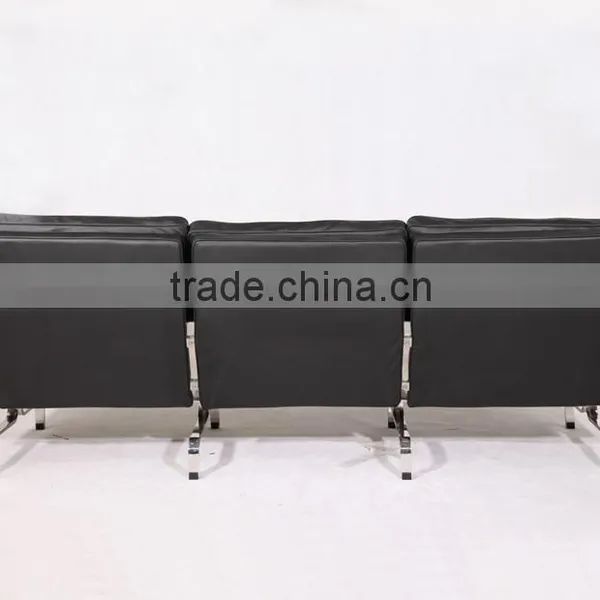 3 Seater Black Leather Sofa PK31 photo-4