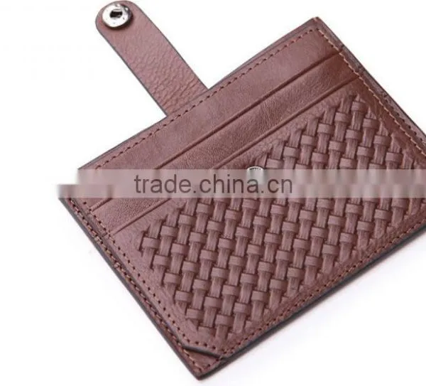 Factory OEM Super Slim Full Protect Snap Closure Lightweight Braided Leather Slim Bag