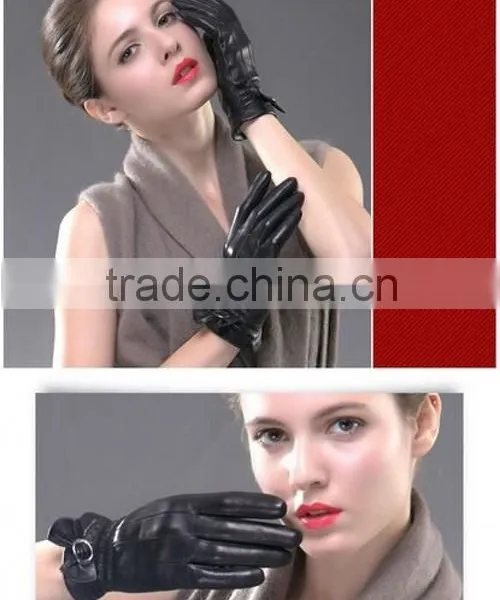 High Quality Custom Sexy Women Leather Gloves Genuine Black Sexy Women Leather Gloves photo-3