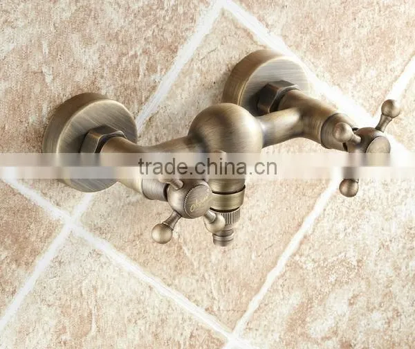 Antique Solid Brass Laundry Sink Bar Antique Brass Cross Handle Washing Machine Water Mixer Tap Bathroom Water Tap 0709