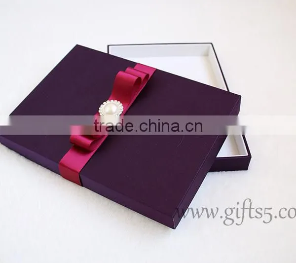 Custom Handmade Luxury Purple Wedding Gift Box for Invitations photo-5