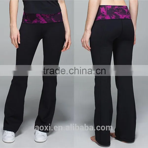 OEM Service Flat Braid Grey High Waist Elasticted Loose Fit Women Sports Long Pants photo-6