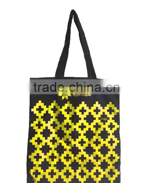 Custom Checp Black Printed Canvas Tote Shopping Bag(CAS15-040) photo-3
