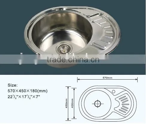 Inset Round Bowl Small Drainboard Stainless Steel Kitchen Sink photo-2