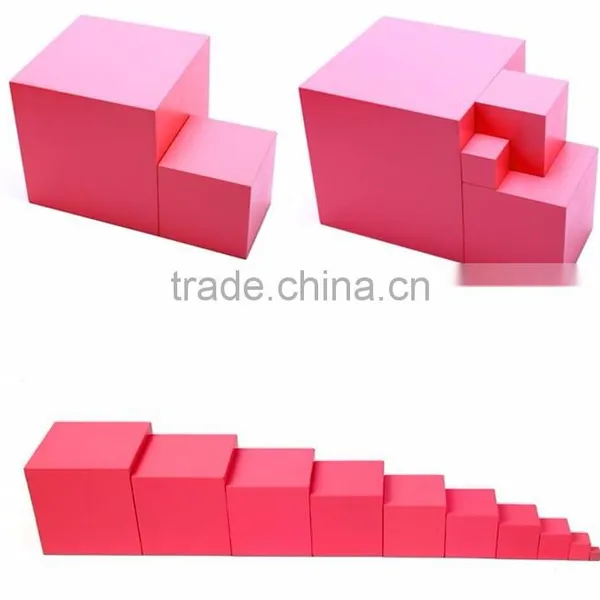 Preschool Kid Toy Wooden Montessori Pink Tower Set Made in China photo-4