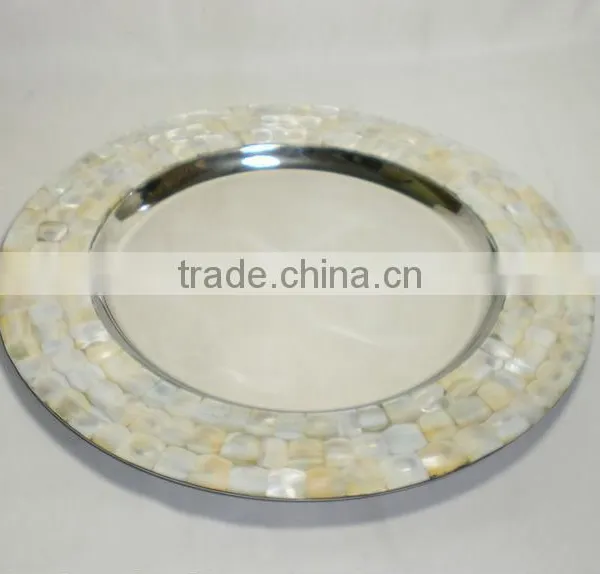 Mother Pearl Charger Plate/ Steel Show Plate/ Charger Plate photo-3