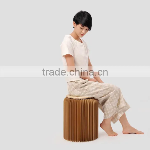 Protable Outdoor Party Waterproof Organ Style Foldable Kraft Paper Stool photo-3