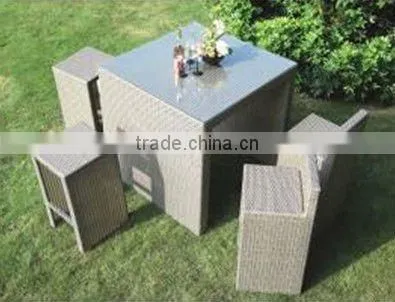 Wholesale Modern Wooden Top Rattan Base Bar Table and Chairs photo-4
