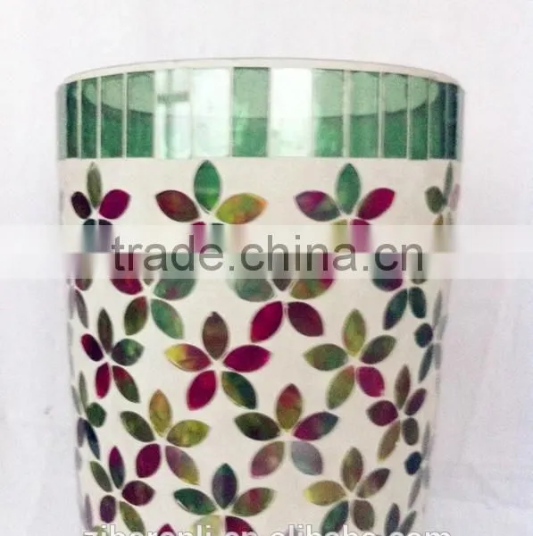 Unique Mosaic Beautiful Glass Vase Hand Made Color photo-3