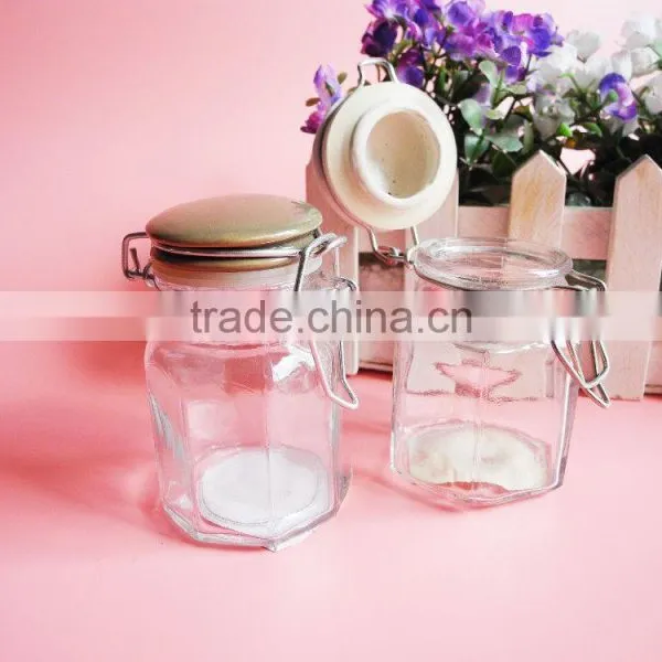 Mini Hexagonal Glass Jar With Clip Top photo-5