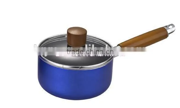 8pcs Wooden Color Bakelite Handle Pressed Aluminum Nonstick Pots and Pans photo-2