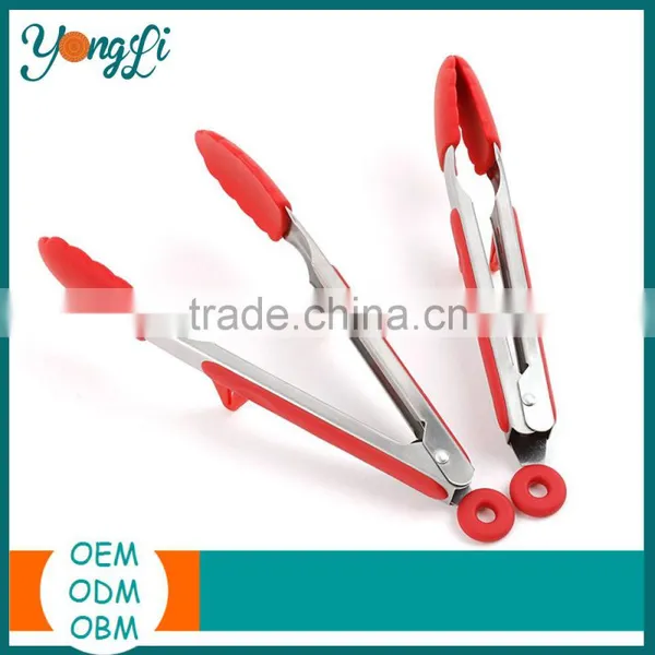Heat Resistance Non-Stick Tong With Built-in Stand For Silicone Gripper Set of 9 and 12 Inch Stainless Steel Food Tongs photo-3