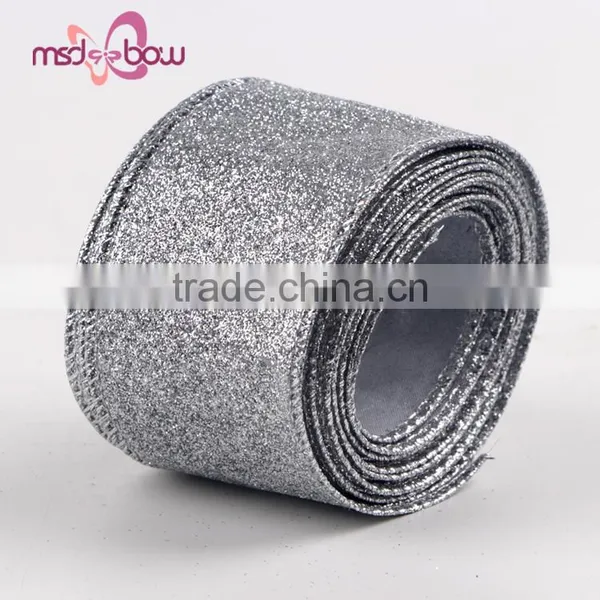 Popular Sale China 2'' Single Face Silver Glitter Burlap Ribbon photo-3