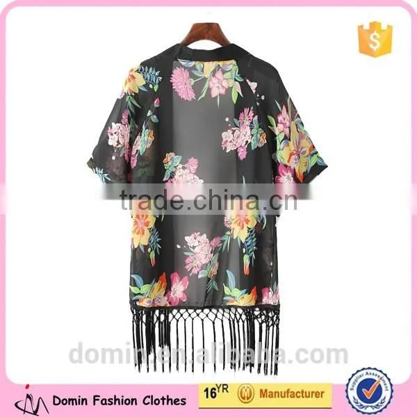 New Fahison Women Floral Printed Tassel Cardigan Kimono photo-2