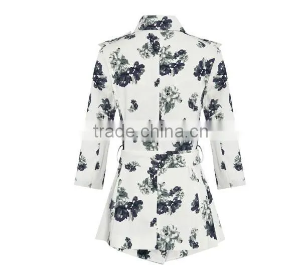 2015 New Style Fashion Flora Printed Stand Collar Long Sleeve Formal Mature Ladies Office Wear Dresses Dress photo-4