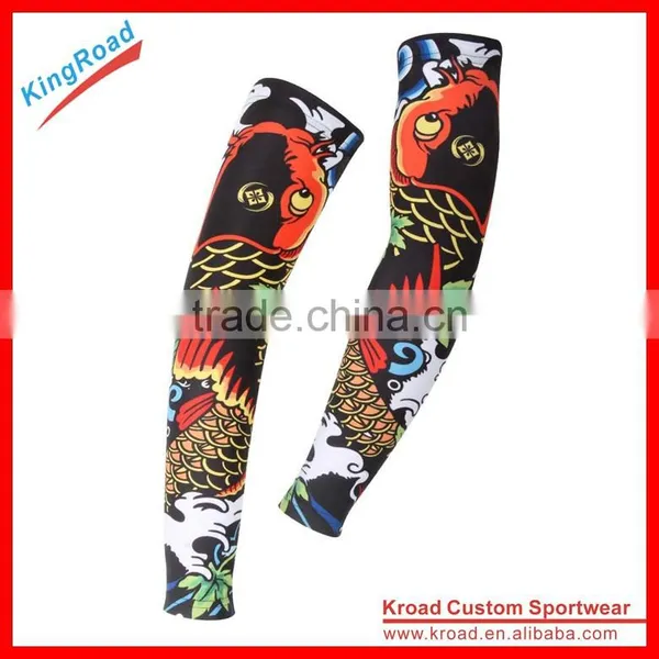 Fluo Yellow Outdoor Cooling Fashion Arm Sleeves Cover UV Sun Protection for Cycling Basketball, Golf, Football photo-3