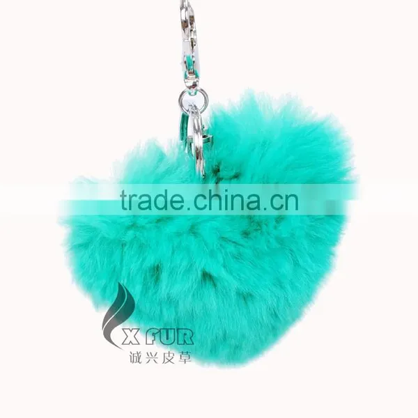CX-R-46 Wholesale Heart Shape Genuine Rabbit Fur Keyring photo-6