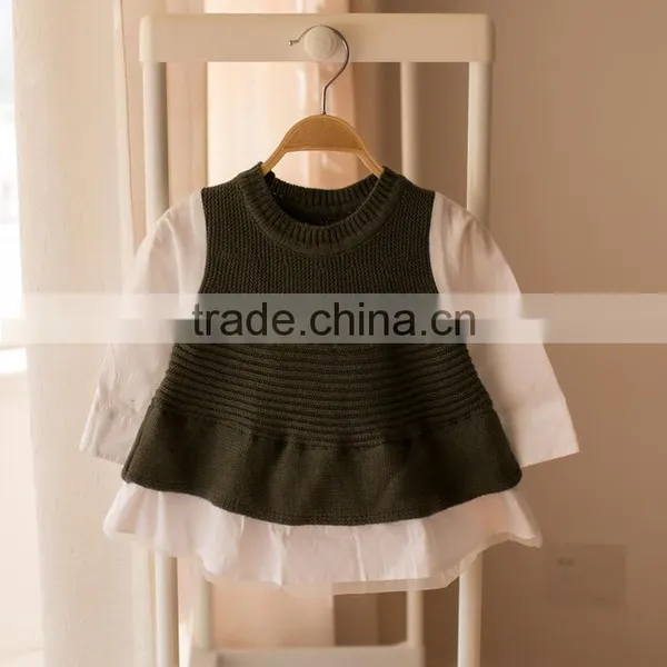 S32908W Knitted Sweater Dress Pullovers Sweaters With Lace Shrugs Dresses Crochet Long Girls Sweater photo-3