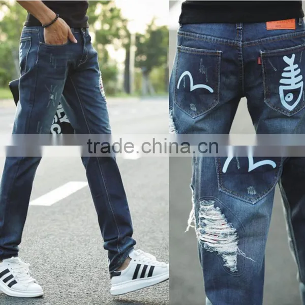 New Design Hole Jeans Men Distressed Ripped Pants photo-3