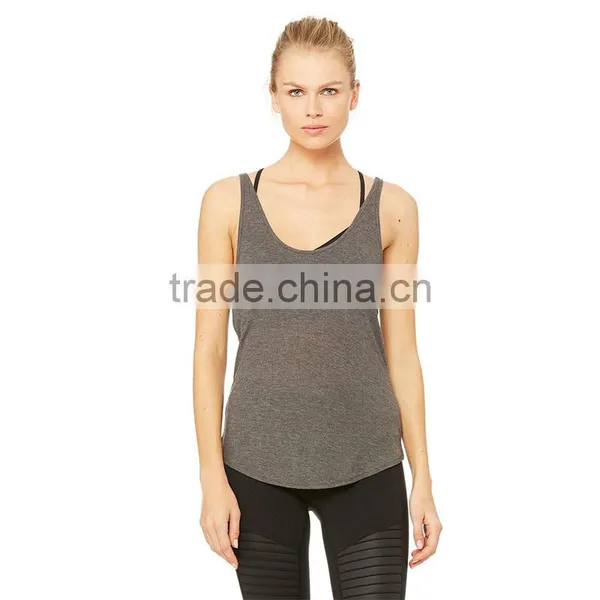 Wholesale Back Cutout Dropped Armholes Stringer Loose Yoga Gym Tank Top photo-4