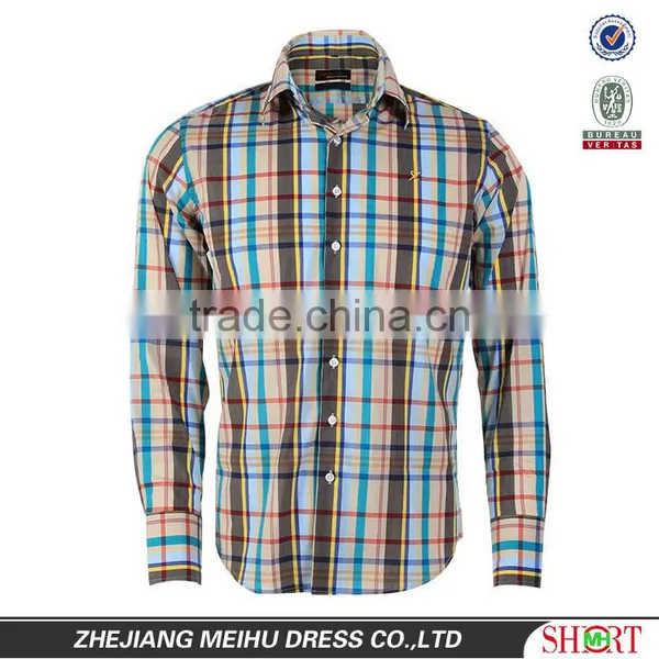 Latest Fashion Men Casual Shirts Plaid Fabric Button up Shirts for Men photo-2