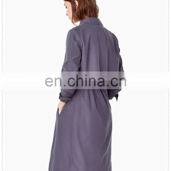 Wholesale OEM Winter Clothes Long Sleeve Coat Modal-blend Women Long Trench Coat photo-3
