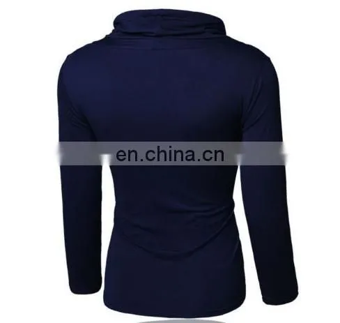 Hot Selling T-Shirt Men Button Front Long Sleeve Round-neck Solid Casual Slim Tops photo-5