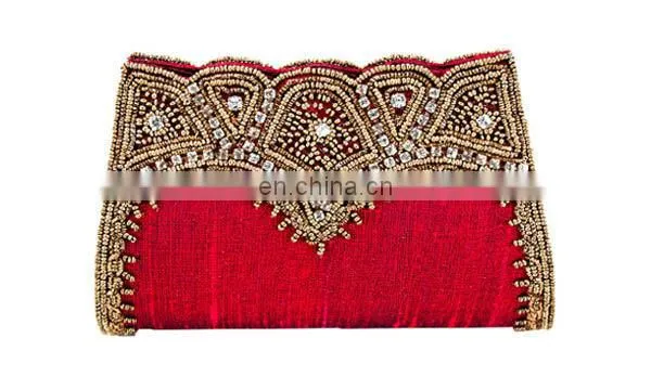 High-end Red Silk Beaded Clutch Bags