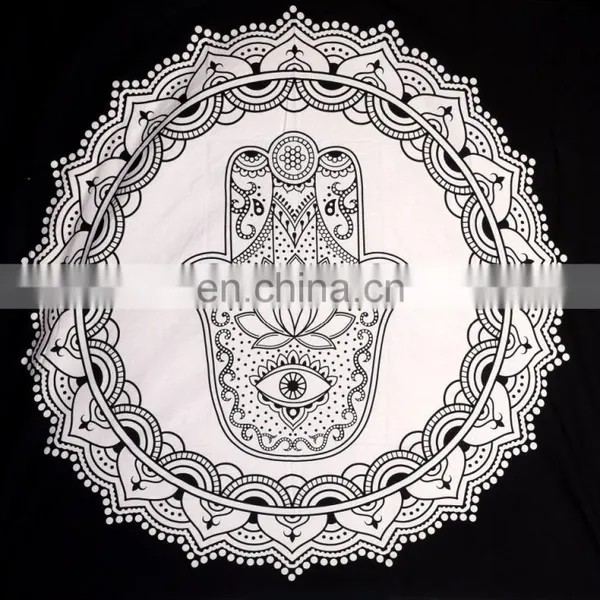 Indian Queen Size Hamsa Fatima Gypsy Cotton Throw Handmade Decor Tapestry Bedspread Wall Hanging photo-2