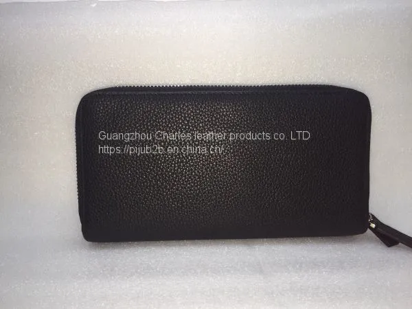 Custom Lychee Layer Suede Leather Long Wallet Men and Europe Multi-function Double Zipper Clutch Bag Clutch Bag Female photo-3