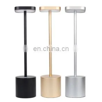 Amazon Hot Sale Waterproof Gold LED Rechargeable Table Lamp Bar Night Light Bedside Metal Portable Desk Lamp photo-2