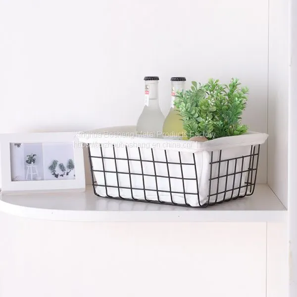Nordic Style Household Iron Desktop Storage Basket Metal Wire Storage Basket for Home Storage photo-2