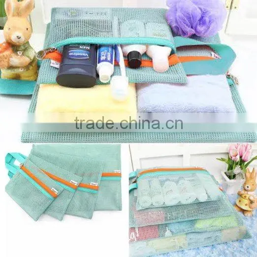 Good Bag 4 Pcs/set Portable Handle Mesh Travel Pouch Tote Bag Packable Zipper Toiletry Tote Underwear Organizer Storage Bag photo-2