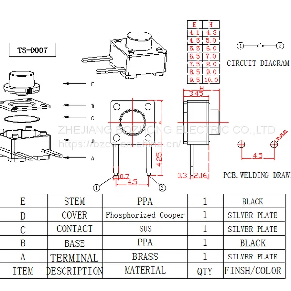Factory Direct Sale BZCN TS-D007 Hot Sale High Quality Tact Switch photo-3