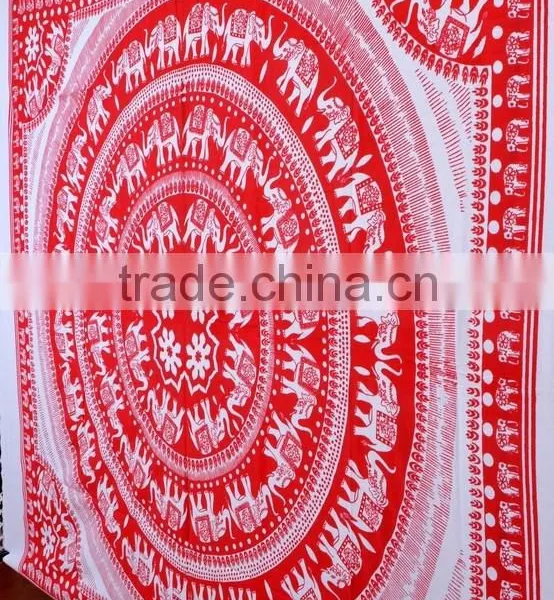 Indian Tapestry Cotton Bedding Bedsheet Mandala Elephants Print Wall Hanging Tapestries Throw photo-3