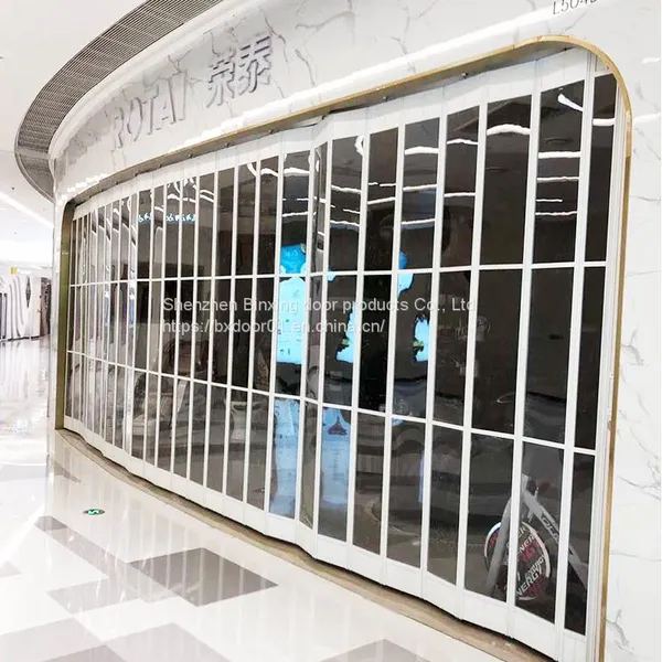 Aluminium Accordion Folding Door The Latest Door Grille Design of Large Shopping Malls PC Crystal Folding Door