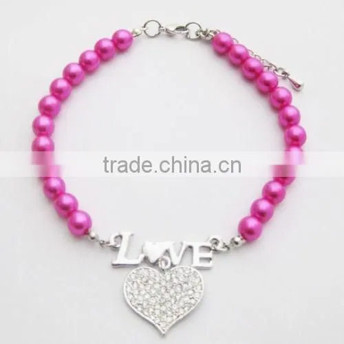 Customized Crystal Pearl Pet Heart Charm Necklace in Wholesale photo-6