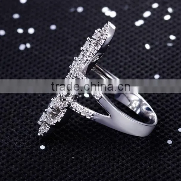 Beautiful Butterfly Shape Party Jewelry Platinum Plated Brass Jewelry Women CZ Ring photo-3