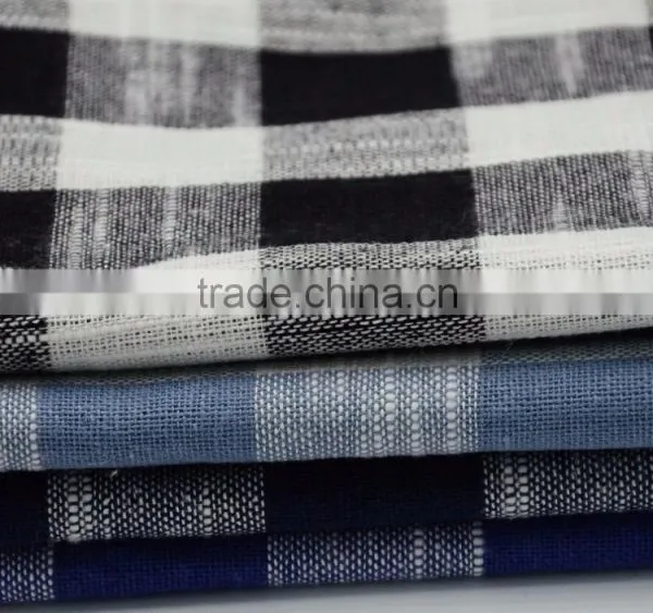 55 Linen 45 Rayon Yarn Dyed Check Fabric
