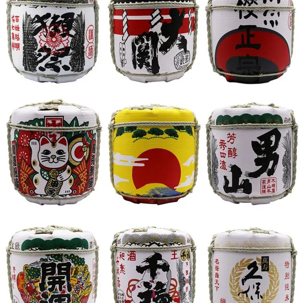 Japanese Restaurant Sushi Bar Decoration Sake Barrels Whiskey Bucket Empty Foam Sake Barrel Model Decor