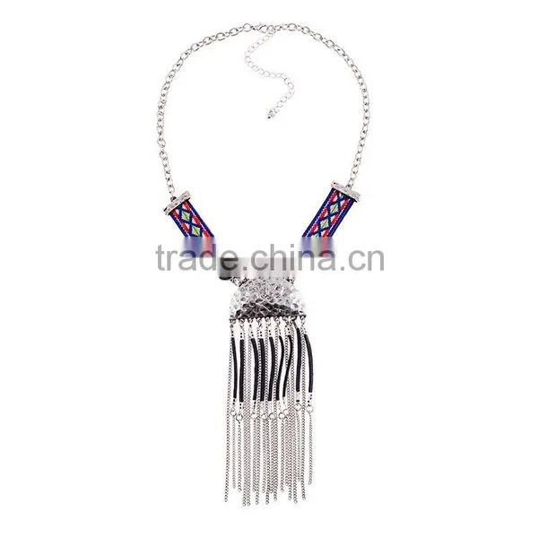 Fashion Ethnic Costume Jewelry Chains Tassels Pendant Necklace photo-6
